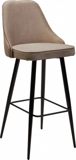 Барный стул Nepal-bar бежевый #5, велюр, черный каркас (H=78cm)