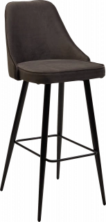 Барный стул Nepal-bar графит #14, велюр, черный каркас (H=78cm)