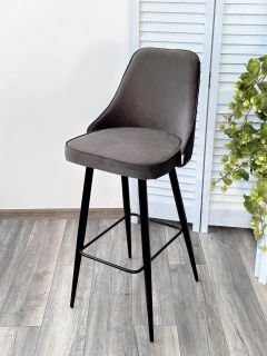 Барный стул Nepal-bar графит #14, велюр, черный каркас (H=78cm)