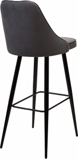 Барный стул Nepal-bar серый #27, велюр, черный каркас (H=78cm)