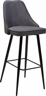 Барный стул Nepal-bar серый #27, велюр, черный каркас (H=78cm)