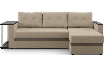 Диван угловой Атланта, модель 110, Savana Camel (бежевый) / ECOstile Chocolate / венге