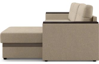 Диван угловой Атланта, модель 110, Savana Camel (бежевый) / ECOstile Chocolate / венге