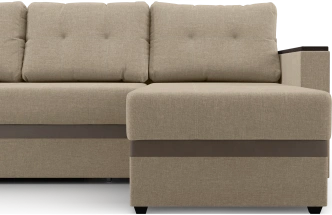 Диван угловой Атланта, модель 110, Savana Camel (бежевый) / ECOstile Chocolate / венге