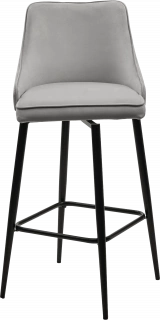 Барный стул поворотный Паркер, H-09 Светло-серый, велюр, черный каркас