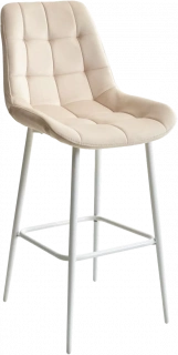 Барный стул Хофман, цвет H-06 Бежевый, велюр, белый каркас
