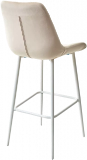 Барный стул Хофман, цвет H-06 Бежевый, велюр, белый каркас