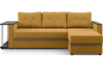 Диван угловой Атланта, модель 110, Savana Plus yellow (соломенный) / ECOstile Chocolate / венге