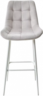 Барный стул Хофман, цвет H-09 Светло-серый, велюр, белый каркас