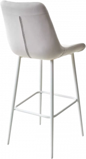 Барный стул Хофман, цвет H-09 Светло-серый, велюр, белый каркас