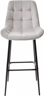 Барный стул Хофман, цвет H-09 Светло-серый, велюр, черный каркас
