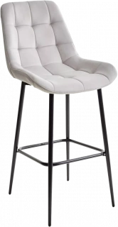 Барный стул Хофман, цвет H-09 Светло-серый, велюр, черный каркас