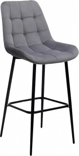 Барный стул Хофман, цвет H-14 Серый, велюр, черный каркас