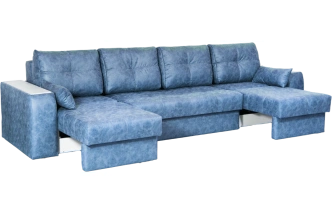 Диван прямой Остин 3, ткань Buffalo ocean, декор Рамух белый