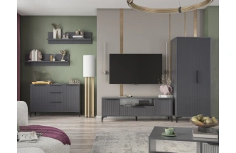 Комод широкий Иадама, графит / графит софт